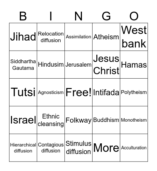 Culture Review Bingo Card