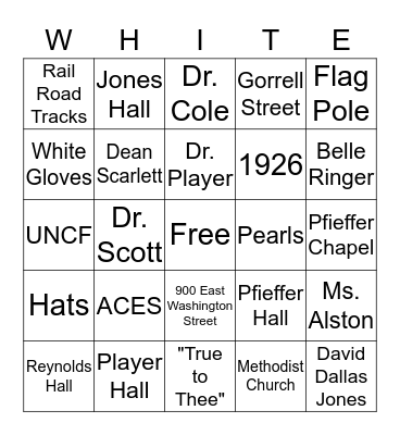 Bennett College Bingo Card