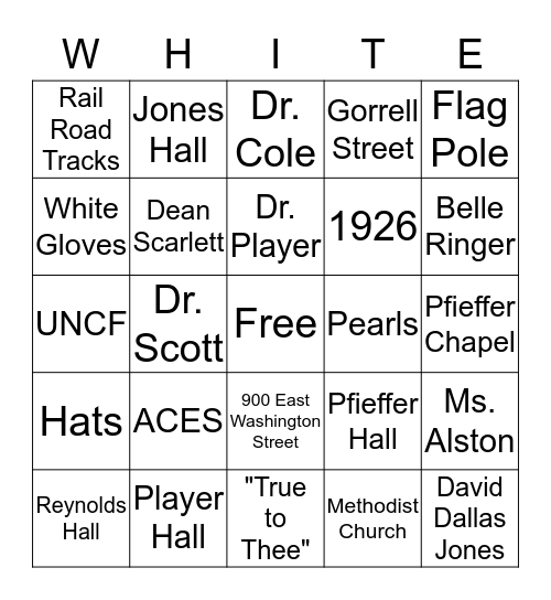 Bennett College Bingo Card