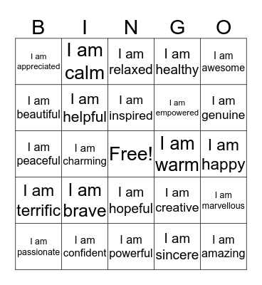 I Am... BINGO Card