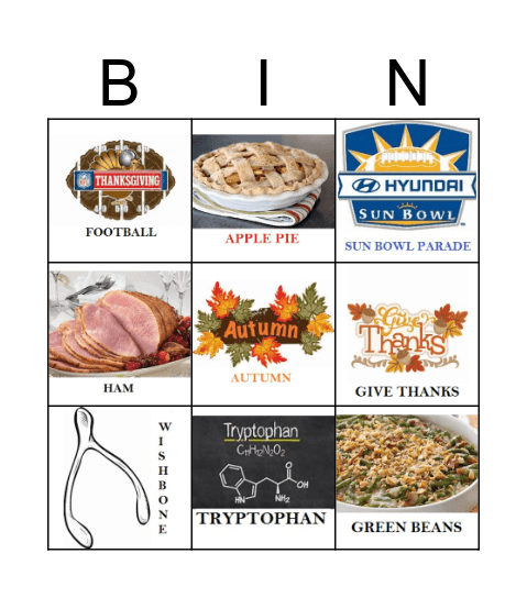 Thanksgiving Bingo Card