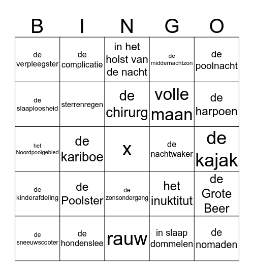 De Eskimo Bingo Card
