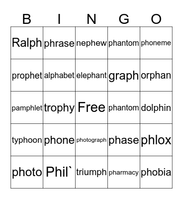 P 111 Bingo Card