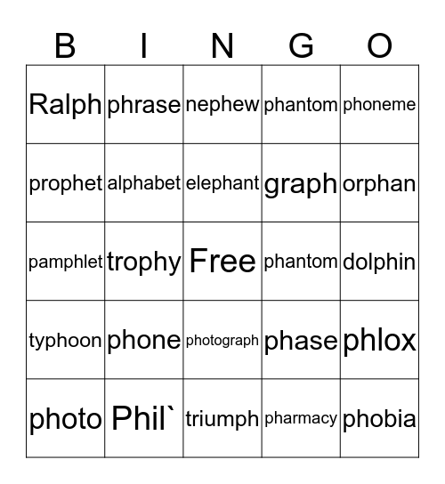 P 111 Bingo Card