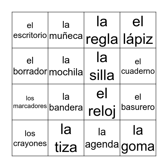 En mi mochila Bingo Card