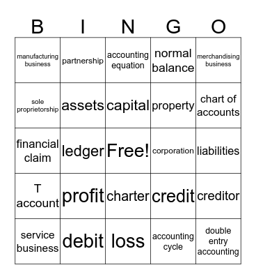 Accounting Bingo Card