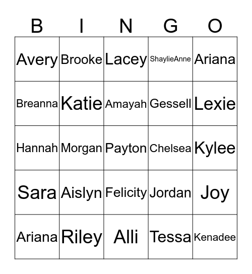 Molahiettes  Bingo Card