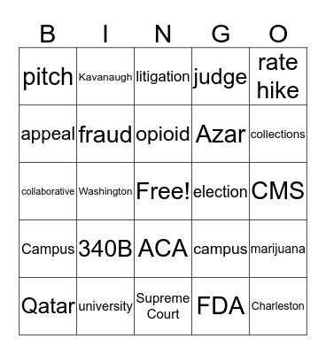 Health Care Bingo Card