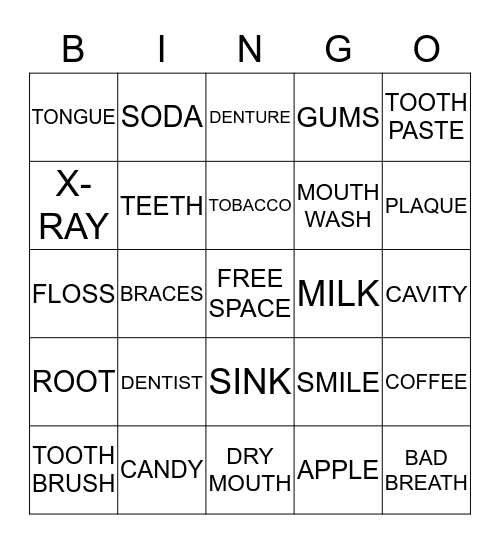 DENTAL BINGO Card