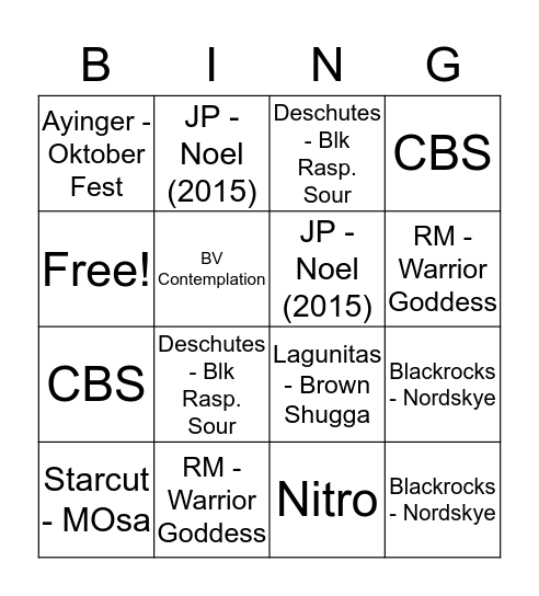 Draft Bingo Card