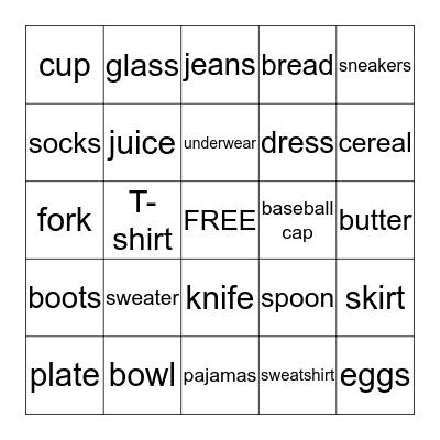 Oxford Picture Dictionary Topics           8 & 9 Bingo Card