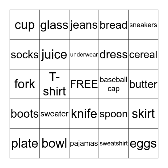 Oxford Picture Dictionary Topics           8 & 9 Bingo Card