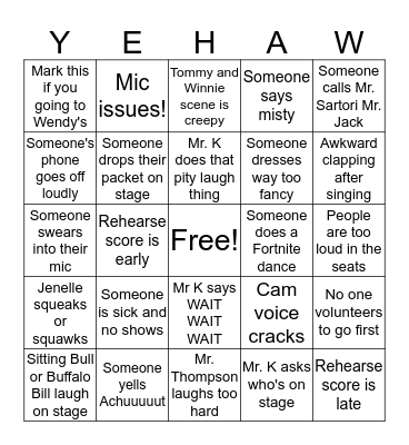 CALLBACK TIME FOLK LET'S GO Bingo Card