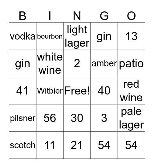 woodys bingo Card