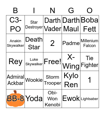 STAR WARS BINGO Card