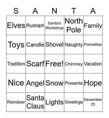 Happy Holidays! Bingo Card