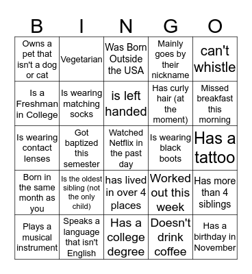 Friendsgiving Human Bingo! Bingo Card