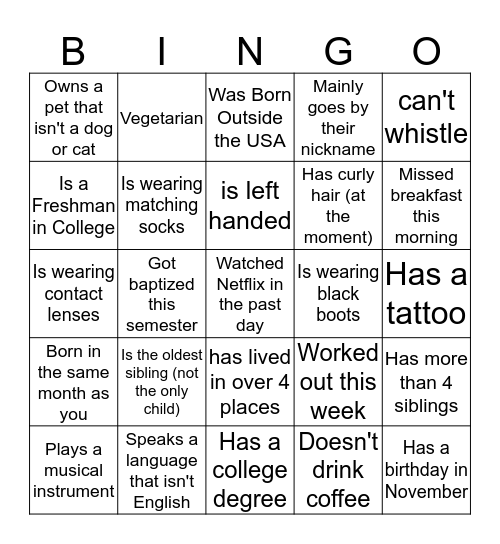 Friendsgiving Human Bingo! Bingo Card