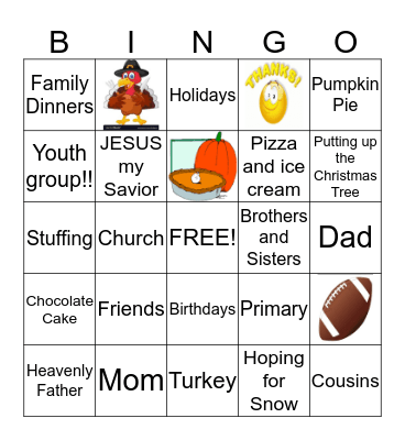 Thanks Giving Bingo Card