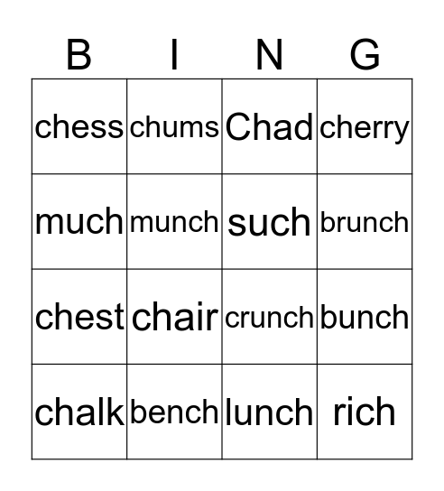 Chad and His Chums Bingo Card