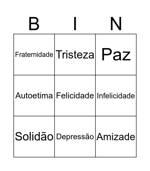 Depresão no idoso Bingo Card
