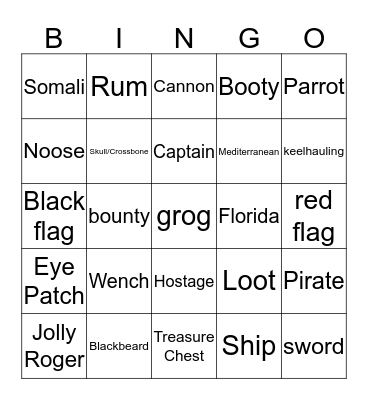 Pirate Booty Bingo Card
