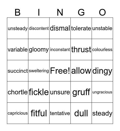 November 2018 Bingo Card