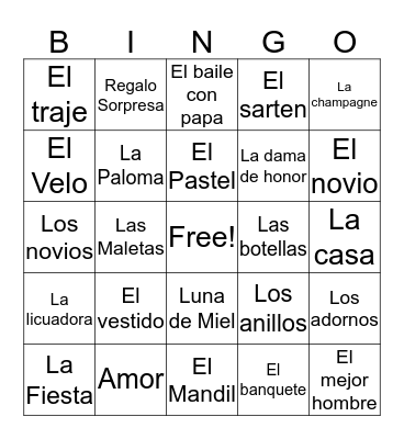 Despedida de soltera  Bingo Card