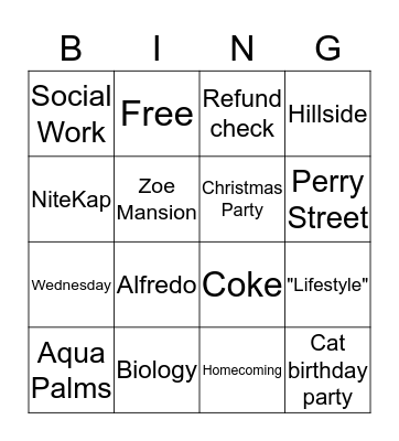 Life on the hill Bingo Card