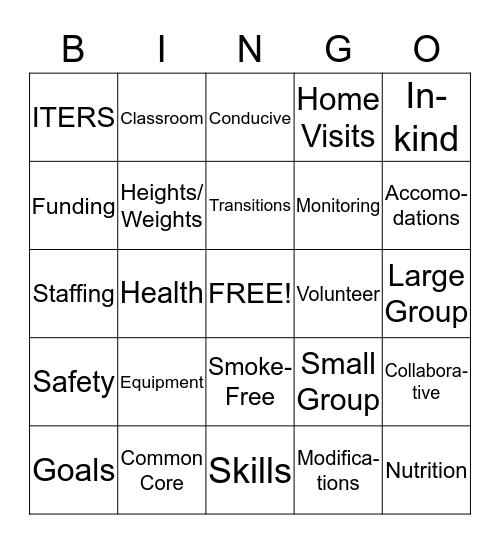 HEAD START BINGO Card