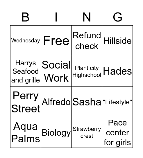 Life on the hill Bingo Card