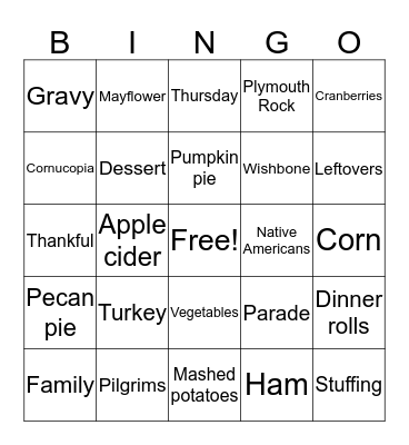 Thanksgiving Bingo Card