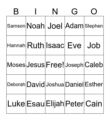 Bible Bingo Card