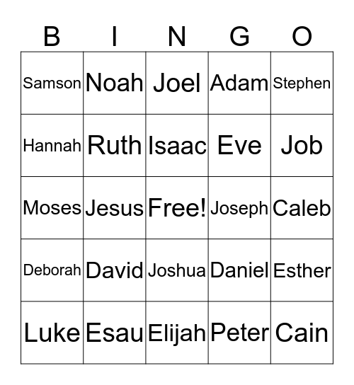 Bible Bingo Card