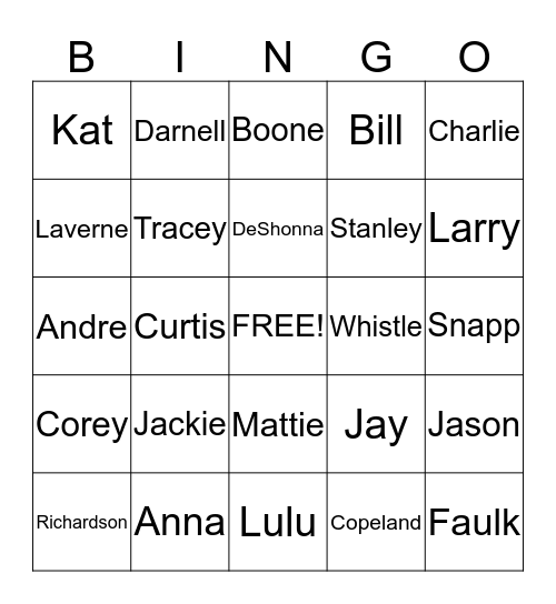 Daddy Bill and Big Mama's Family Thanksgiving 2013 Bingo Card