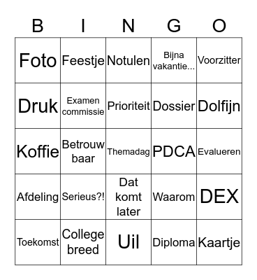 themadag 22 nov 2018 Bingo Card