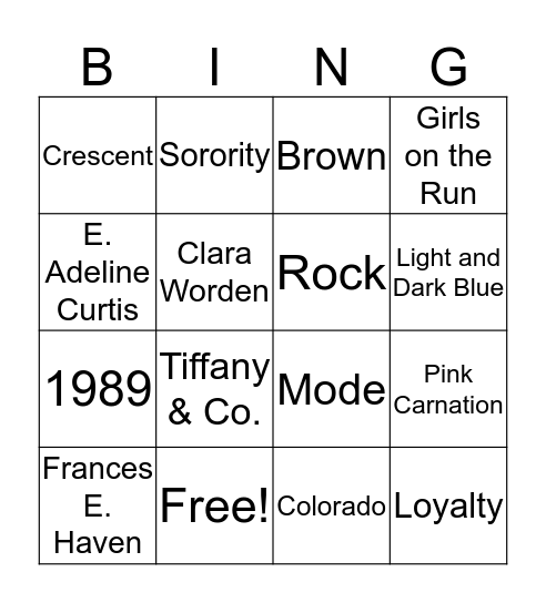 Founders Day Bingo Card