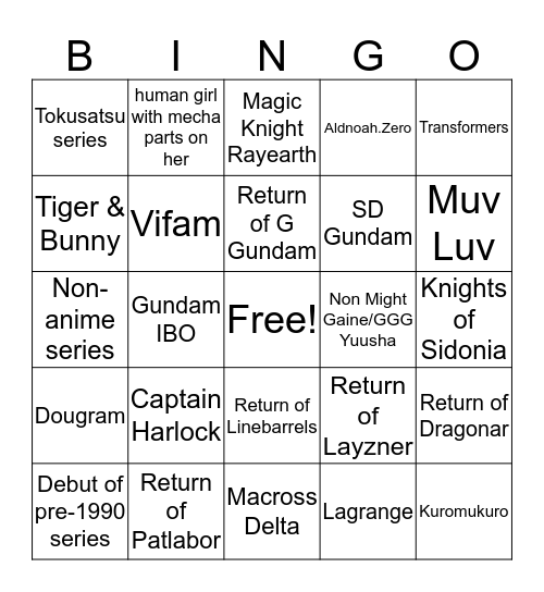 SRW 11/19/18 Stream Bingo Card