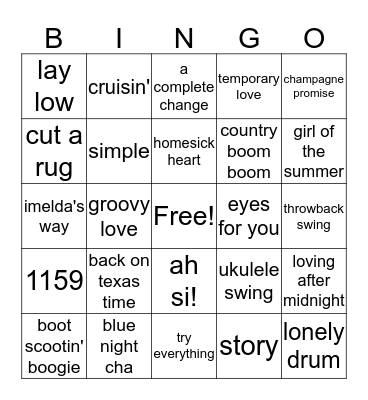 Line Dance Bingo Card