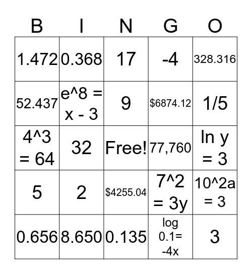 REVIEW 4.1 TO 4.3 Bingo Card