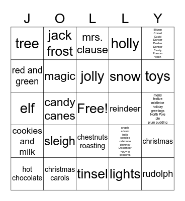 USS Christmas Tree Lighting Bingo Card