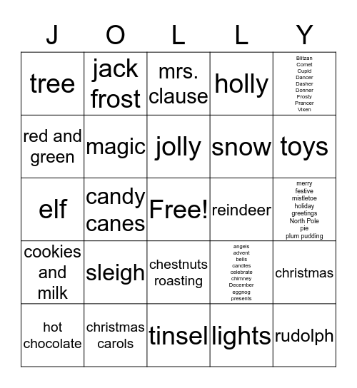 USS Christmas Tree Lighting Bingo Card