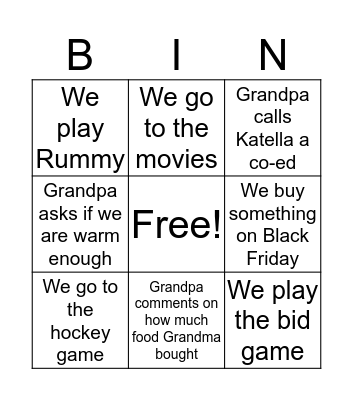 Thanksgiving Bingo Card