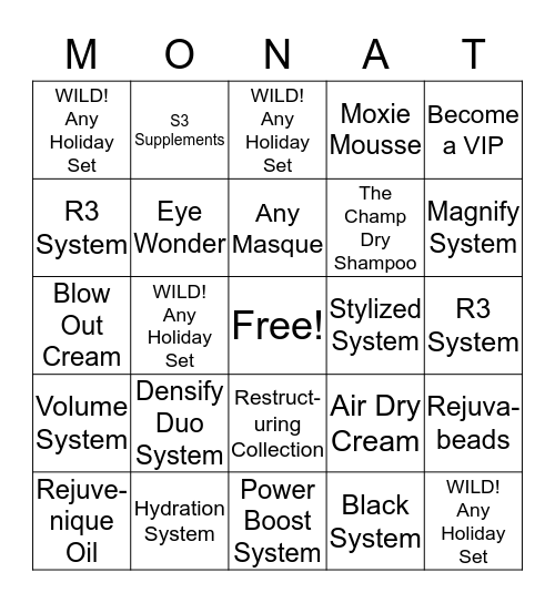 MONAT BINGO Card