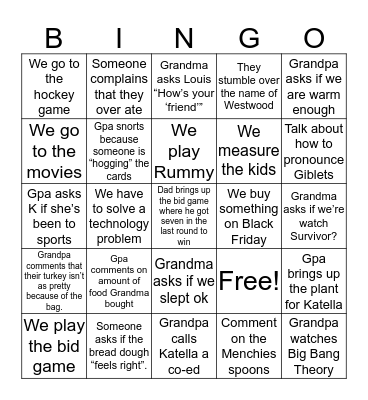 Thanksgiving Bingo Card