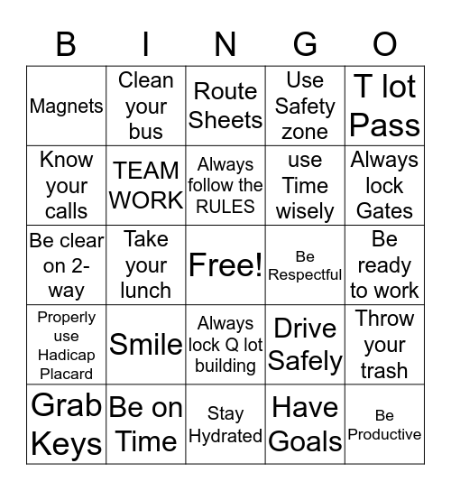 Daily Shuttle Bingo Card