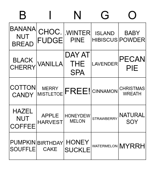 SCENT BINGO Card