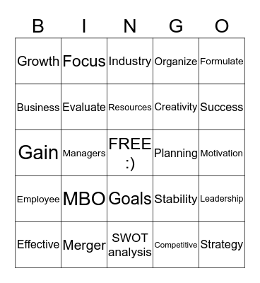 Chapter 3 Bingo Card