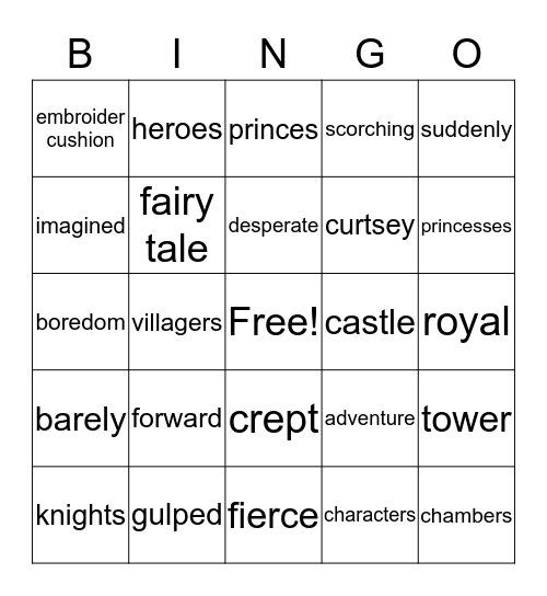 The Princess and the Dragon Bingo Card