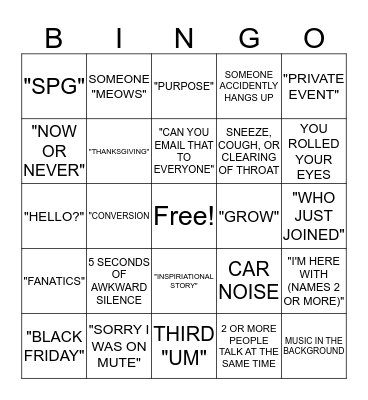 CONFERENCE CALL BINGO Card